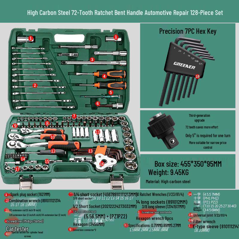 Multifunctional Automotive Ratchet Socket Wrench Tool Set