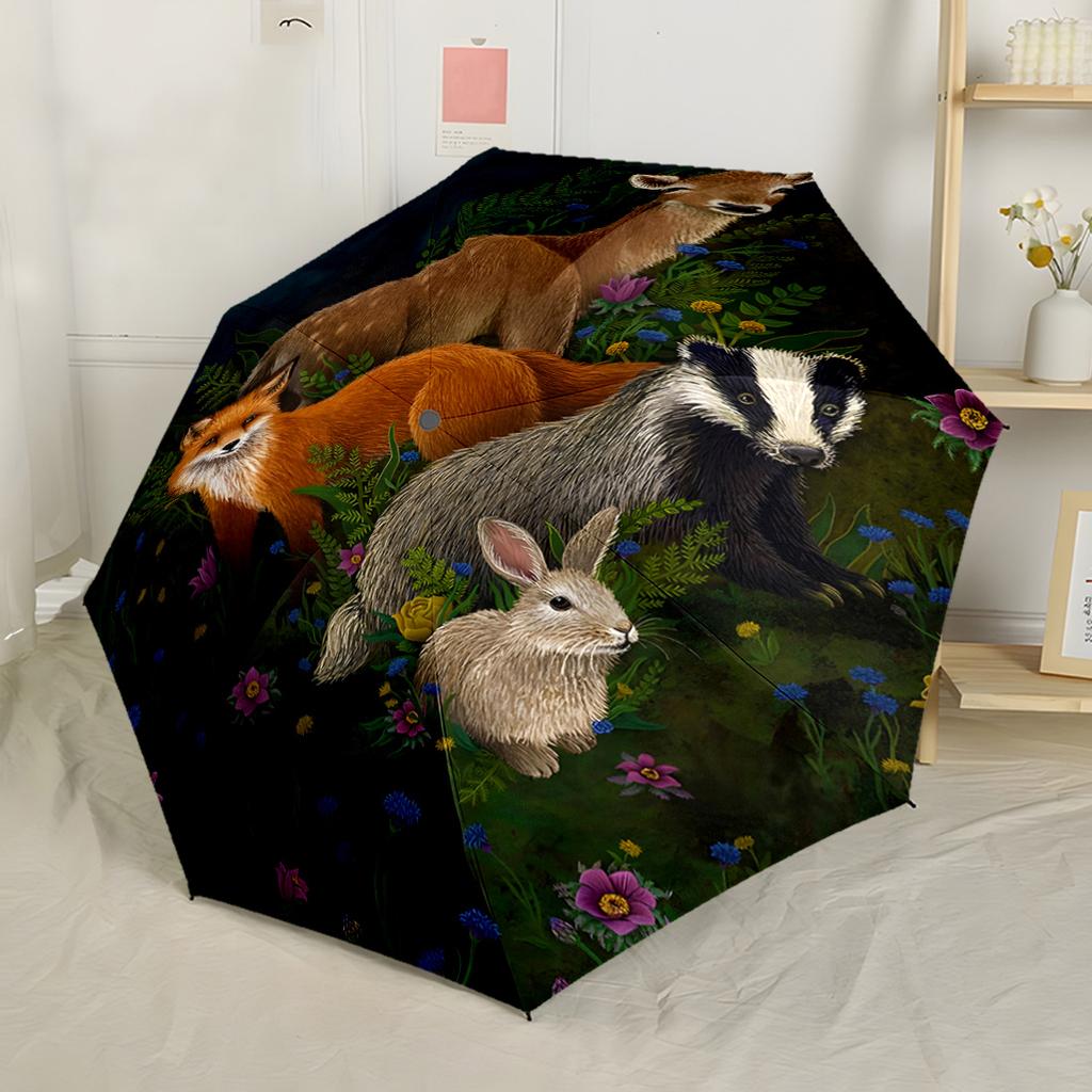 Autumnal Deer Portrait Compact Travel Automatic Umbrella Retractable Design with 8-Rib Durability Foldable Design Travel Essential
