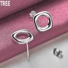 925 Sterling Silber Quadrat Runde Piercing Ohrringe Mode Hochzeit Schmuck