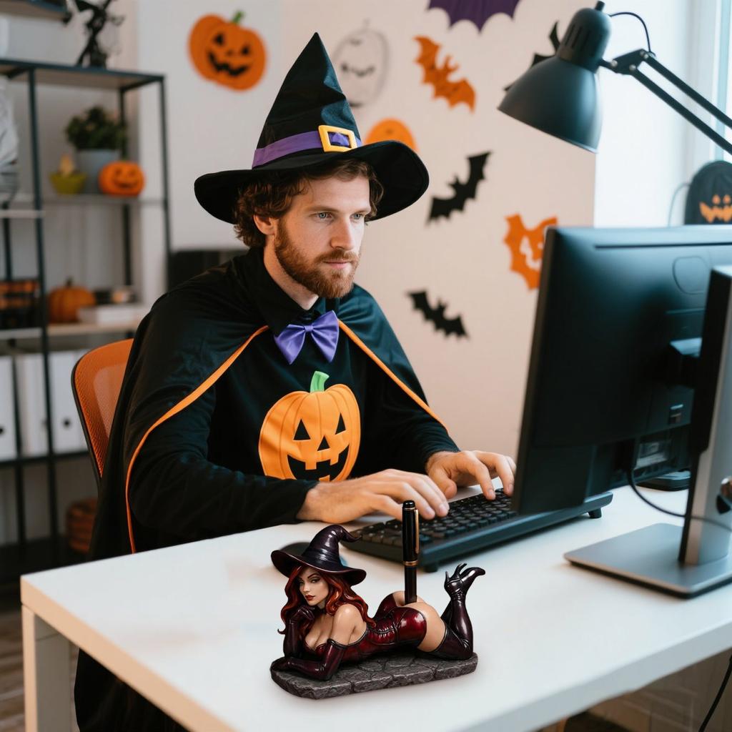 Funny Witch Pen Holder Sexy Witch Bookshelf Figurine With Pen Holder Witch Statue Pens Holders For Christmas Ornament Bulk