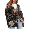 Women's Fashion Long Sleeve Print V-Neck Button Loose Cardigan Top