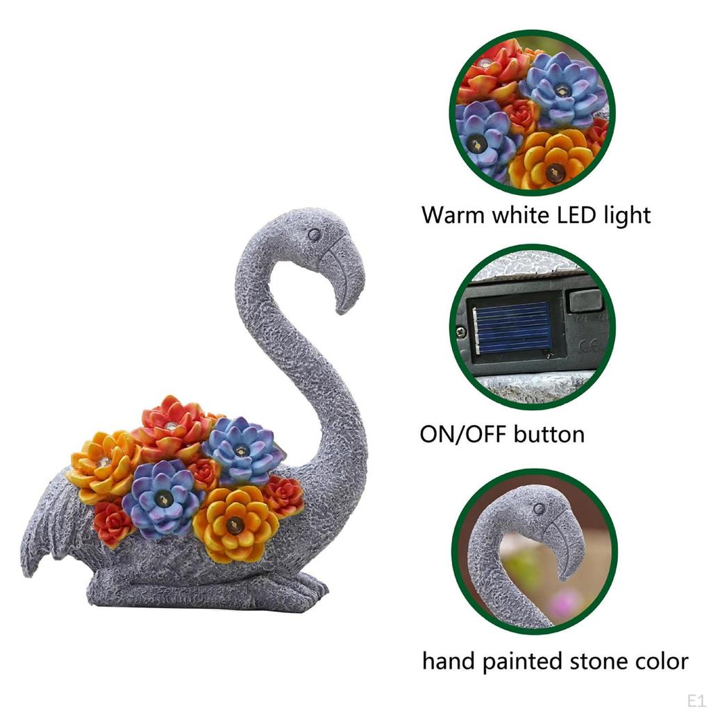 Garden Solar Statue LED Lights Lawn Ornament Home Decor Nightlight Landscape Outdoor Flamingo