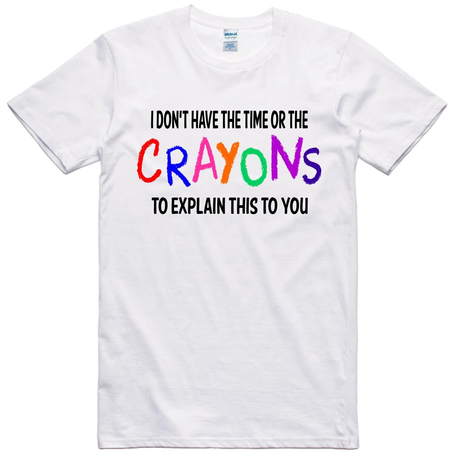 Mens Funny T-Shirt Crayons Novelty Design Regular Fit 100% Cotton Tee S