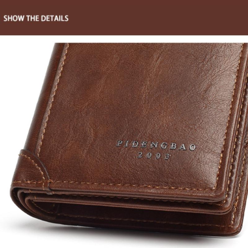 Business Luxury Men Wallets High Quality Short Leather Money Clip Multi Function ID Credit Card Card Holder Vintage Storage Men Clutch Bag