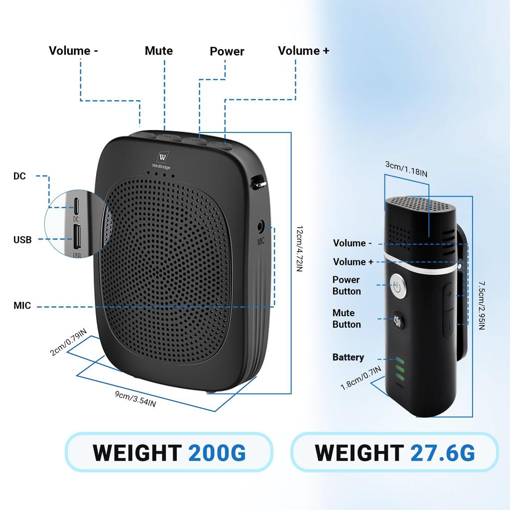 Winbridge Portable Speaker with Compact Ideal for Small and More Speaker, 15W, Headphone, Hands-Free Speaker, Microphone, Speaker, Lectures, Parties,