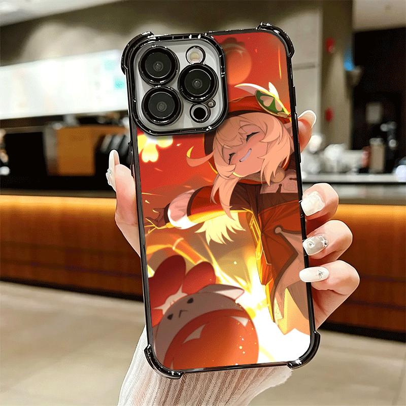 Genshin Impact Klee Plating Phone Case For Iphone 16 17 Pro Max Air 16E 14 15 Plus 12 13 Mini Anti-Fall Airabag Cover