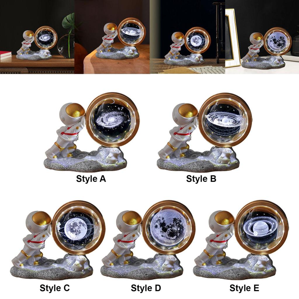 3D Glass Ball Night Light Bedside Lamp Degree Rotating Table for Crafts Kids
