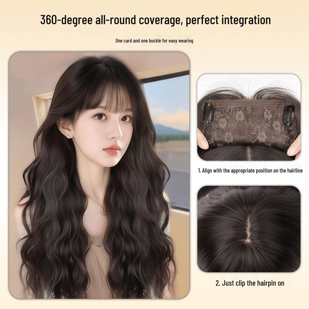 Upgraded Large Scalp Wig: Natural, Traceless Water Wave, Free Parting, No Hairnet Needed