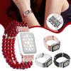 Damski Pasek do Zegarka z Pereł do Zegarka Apple S8 Stylowy Elegancki Czterorzędowy Perłowy Pasek do Apple Watch Bransoletka Akcesoria Biżuteria