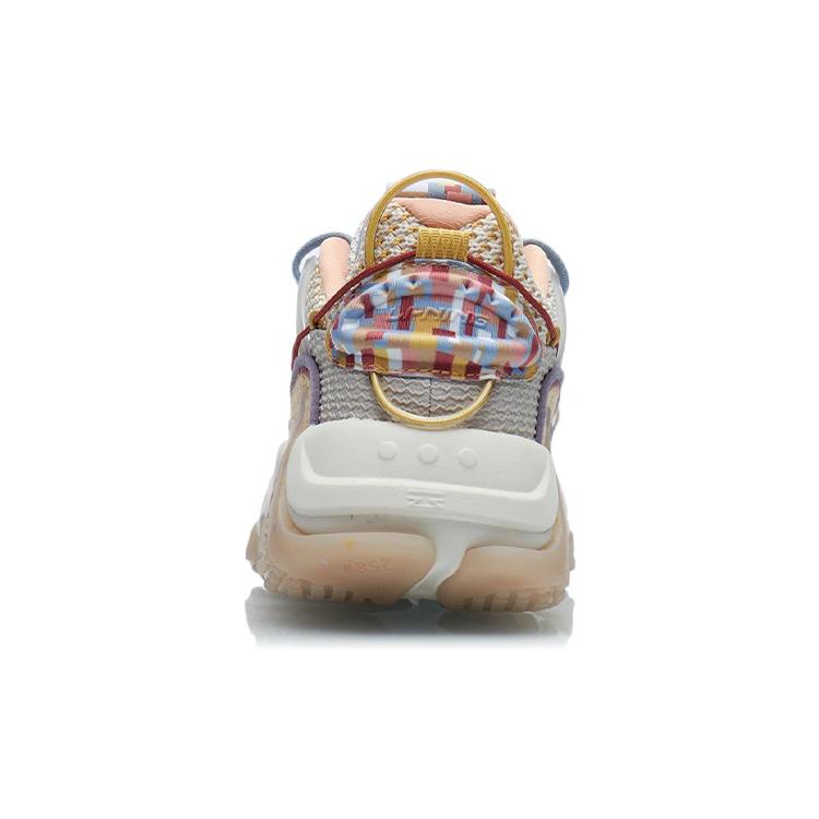 New LINING CF Casual Shoes Women's Low Top Pearl White/Silver Fish Gray/Light Ochre Yellow AGLR172-3