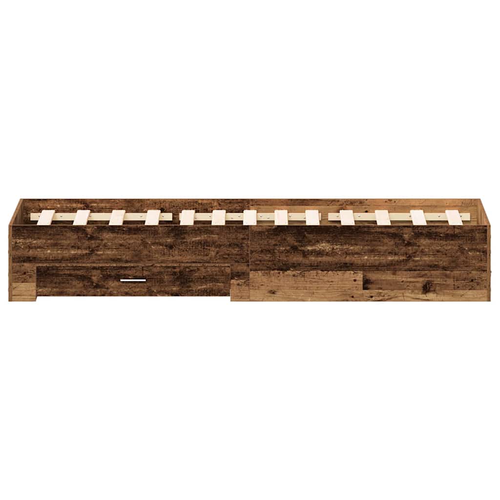 Bed Frame with Drawers Reclaimed Wood Look 120 x 190 cm Engineered Wood