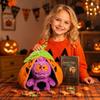 Halloween Pumpkin Plush Toy with Zipper Storage Soft Stuffed Animal Doll Halloween Decoration Gift for Kids and Adults