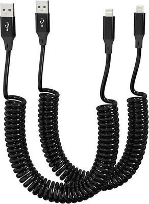 Lightning Charging Cable - SAMI - 2 Pieces - 0.4 M (stretchable 1.2 M) - Compatible iPhone/iPad/iPod - MFi