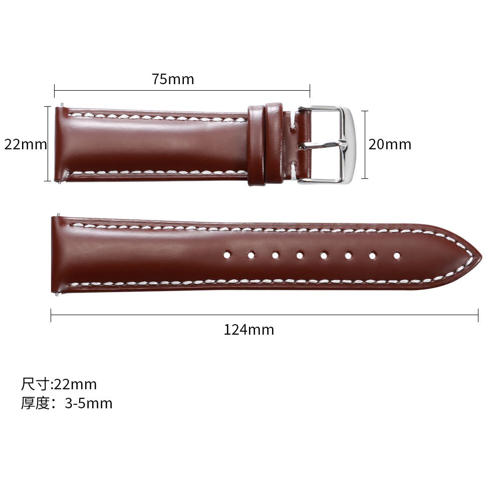 Watchband 20 22mm Vintage Polished Cowhide Quick Release Stitching Watch Strap for Rolex for Omega Bracelet Universal Wristband