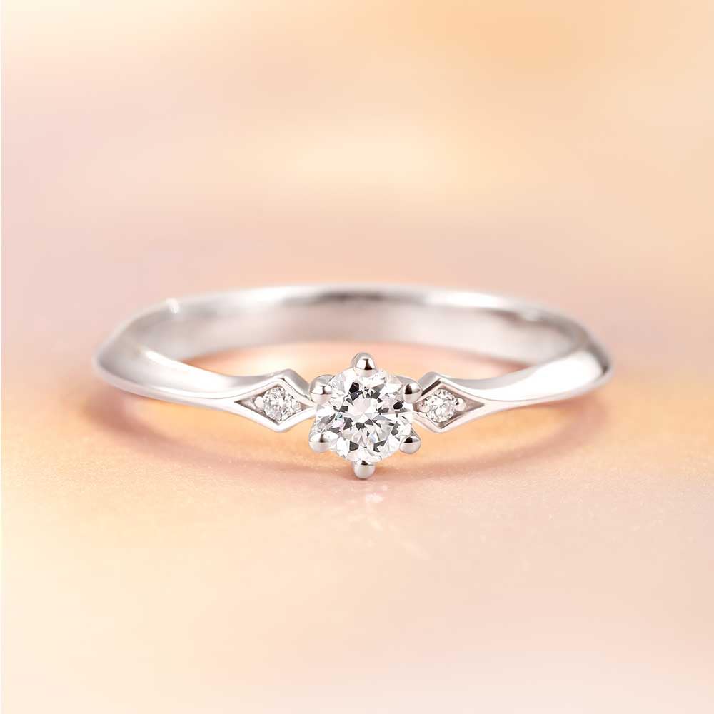 FANCIME Diamond Ring Size 3 Silver Perfect for and White Gift Wrapping Women's "Guiding Star" 12, Lab-Grown Diamonds, 0.32ct (DEF/VS), (S925),
