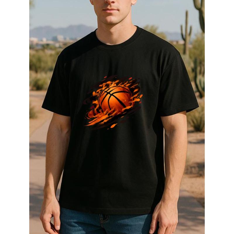 

Flame Basketball - A Trendy and Fashionable Cotton T-shirt with A Fiery Design, Suitable for Daily and Home Wear. Is Perfect for Outdoor Sports 4XL чорний