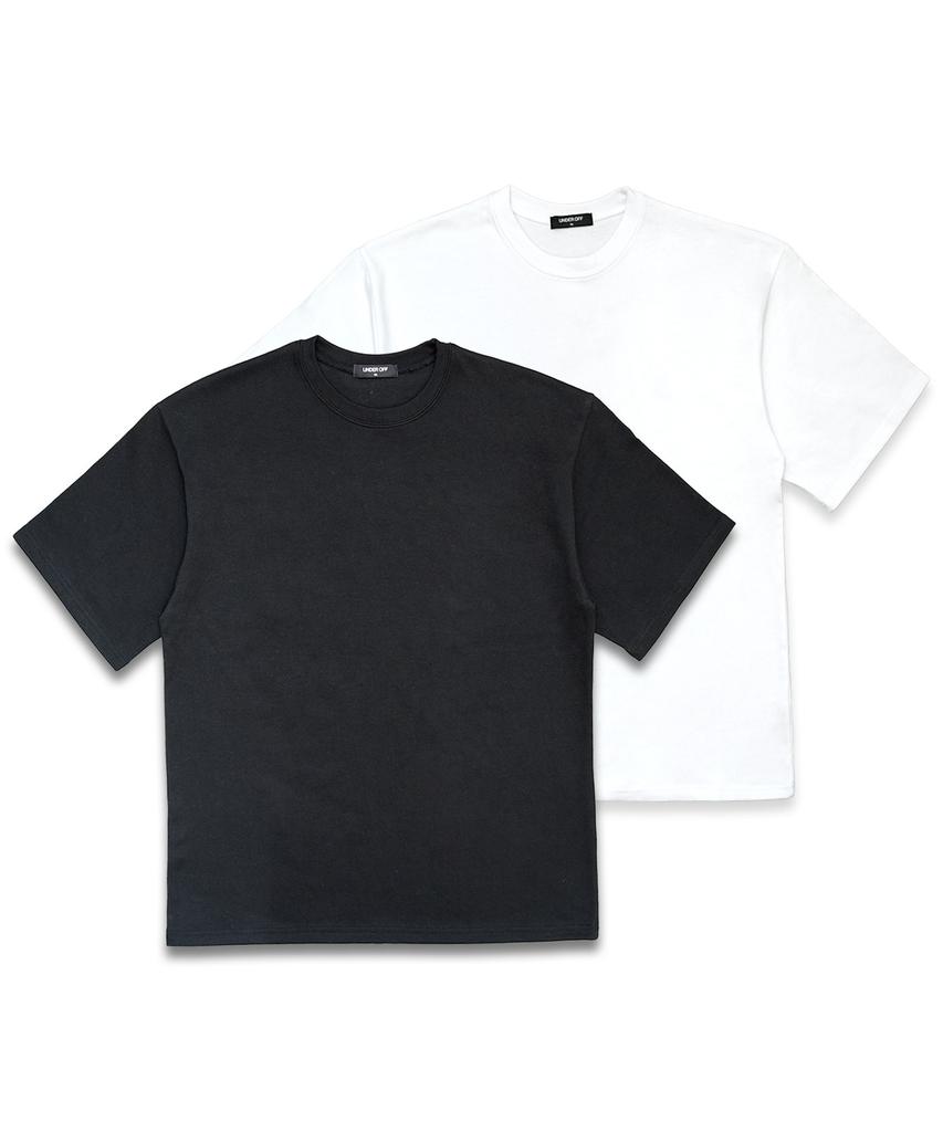 UNDEROFF Oversized Crew Neck Plain Short Sleeve T-Shirt White