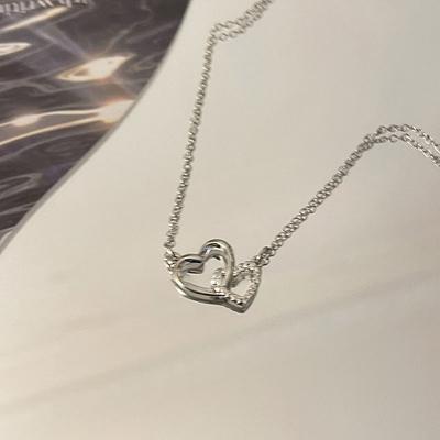 Heart Shaped Pendant Necklace Ins Style  Shinny Neck Chain Zircon Embedded Clavicle Chain For Women Jewelry Gift