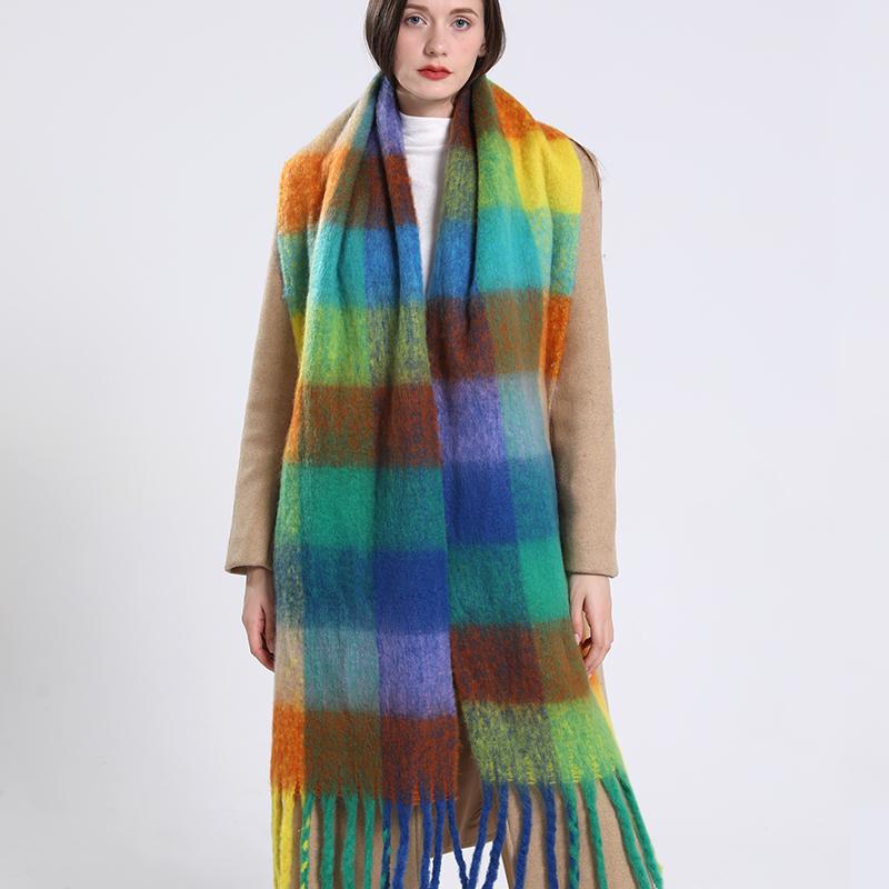 NEW Luxury Cashmere Women Plaid Scarf Winter Warm Shawl and Wrap Bandana Pashmina Long Tassel Female Foulard Thick Blanket