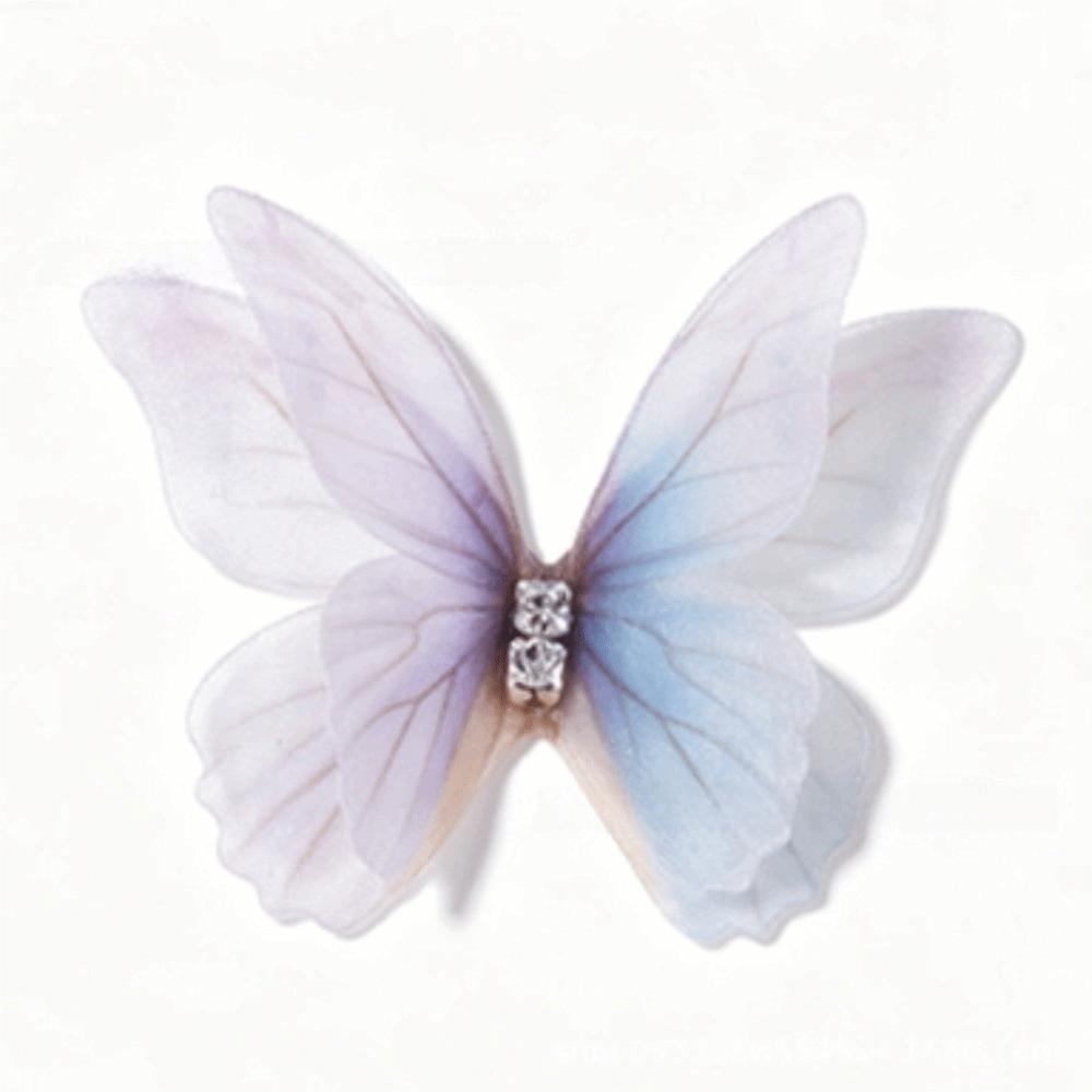 50Pcs Double-layer Chiffon Butterfly Embroidered Patches Bridal Hair Accessories