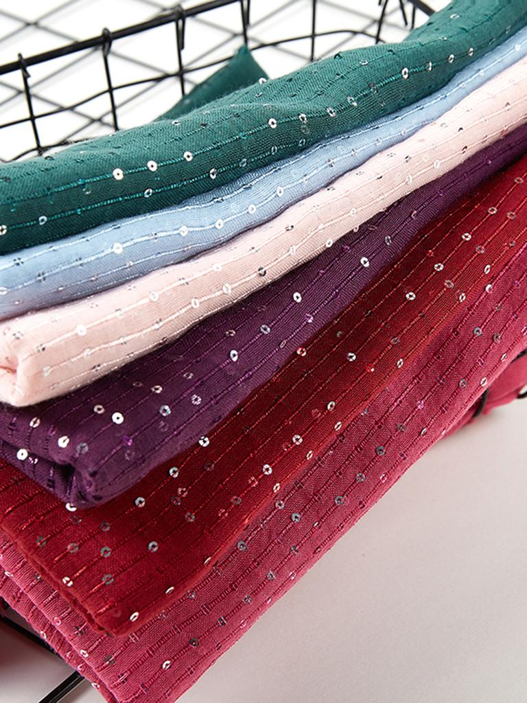 Design Shimmer Muslim Hijab Stripe Scarf Islamic Women Cotton Viscose Shiny Shawl Plain Hijab Scarf Tudung Bawal