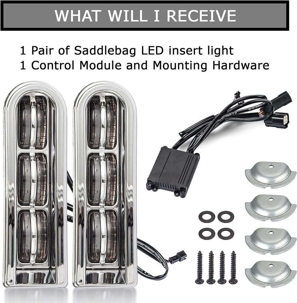 Motorcycle LED Inserts Saddlebag Filler Support, Brake Running Light, Turn Signal Lamp for Harley Electra Glide CVO 2014-2025