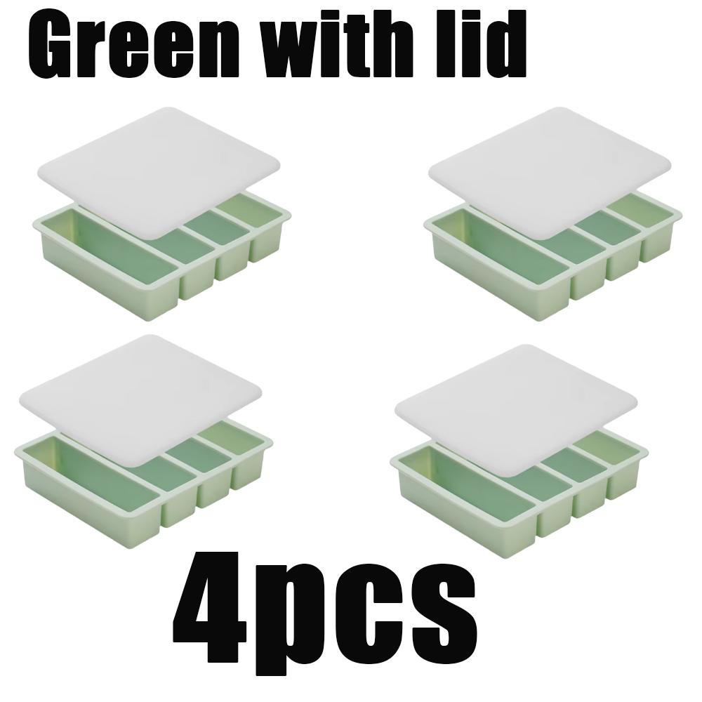 1pcs Strip-shap Ice Cube Trays Silicone 4 Grid Polychrome Durable Beer Drink Coffee Supplies Kitchen Easy-Release Ice Cube Molds