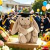 Jc Shy Bunny Graduation Outfit Graduation Season Bonnie Rabbit Plush Toy with Floral Ears Kawaii Stuffed Doll Birthday Gift Room