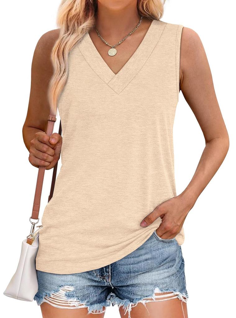 Tank Tops for Women Summer V Neck T Shirts Trendy Sleeveless Basic Tees Fashion Clothing