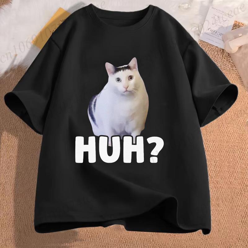 Funny Cat Meme Unisex T-Shirt, Huh Cat Kawaii T-Shirts,Vintage T Shirts,short Sleeve Shirts for Men,summer Fashion Tshirt Tops