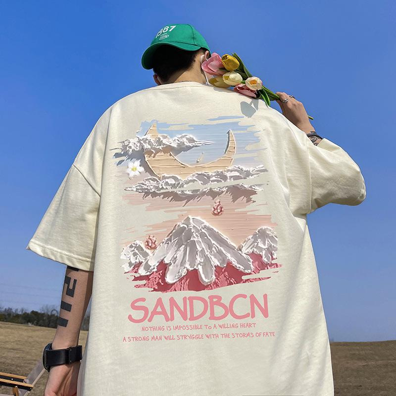 

Мужская футболка с коротким рукавом American Trend — свободный крой, плотная ткань, большой размер, универсальная летняя мода 3XL