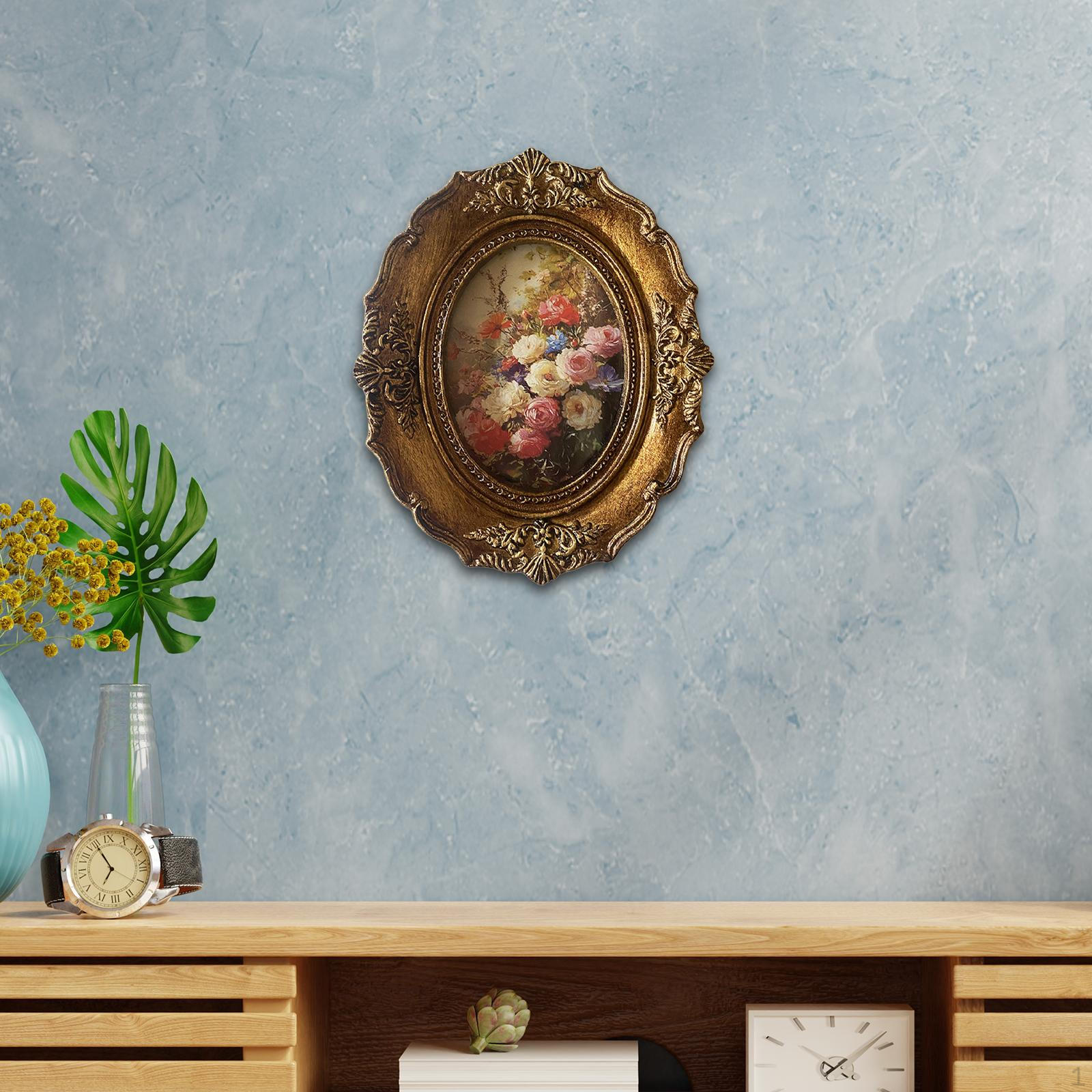 

Vintage Photo Frame Gallery Art Decorative Elegant Resin Antique Oval Picture Holder