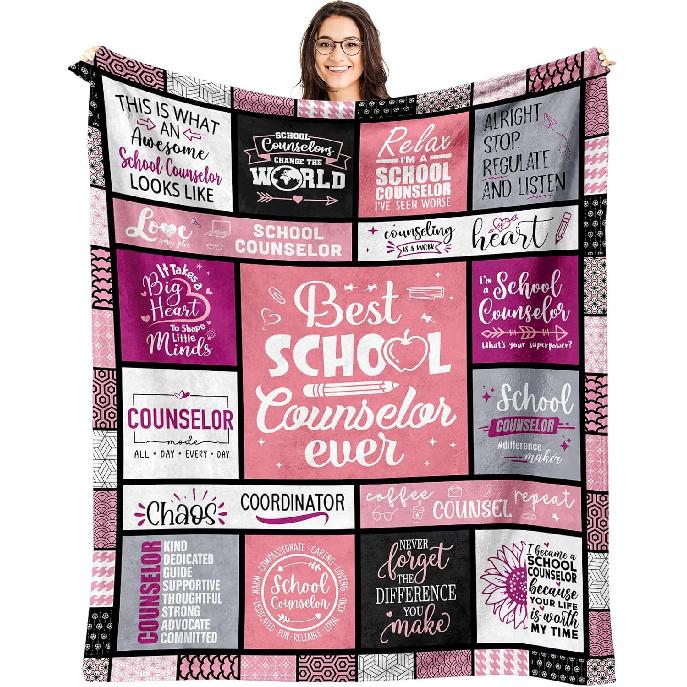 School Counselor Gifts for Women Blanket 60"X50", School Counselor Appreciation Gifts, Guidance Counselor Gifts for Women, Elementary/Middle/High
