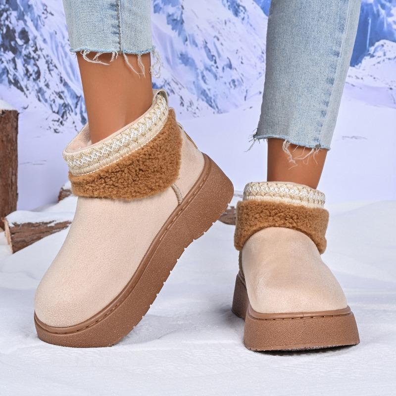 Large-sized Warm Snow Boots for Women, Short and Thick-soled Women's Boots, Cotton Shoes