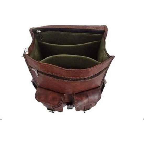 Goat Leather Bag Backpack Rucksack Laptop Vintage Brown Genuine Travel New Men's