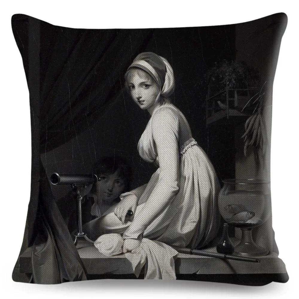 Husă de pernă pentru femeie în stil vintage, decor Europa, față de pernă cu imprimeu Lady Girl, husă de pernă din poliester pentru canapea, casă, mașină