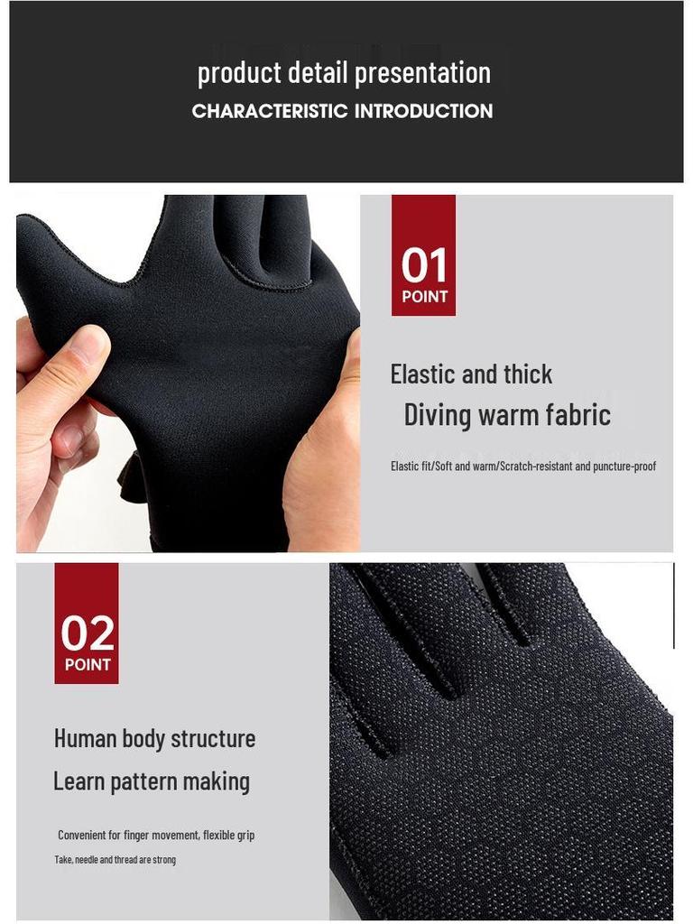 3mm/5mm Thickened Warm Non-Slip Cut-Resistant Diving Gloves for Adults and Children