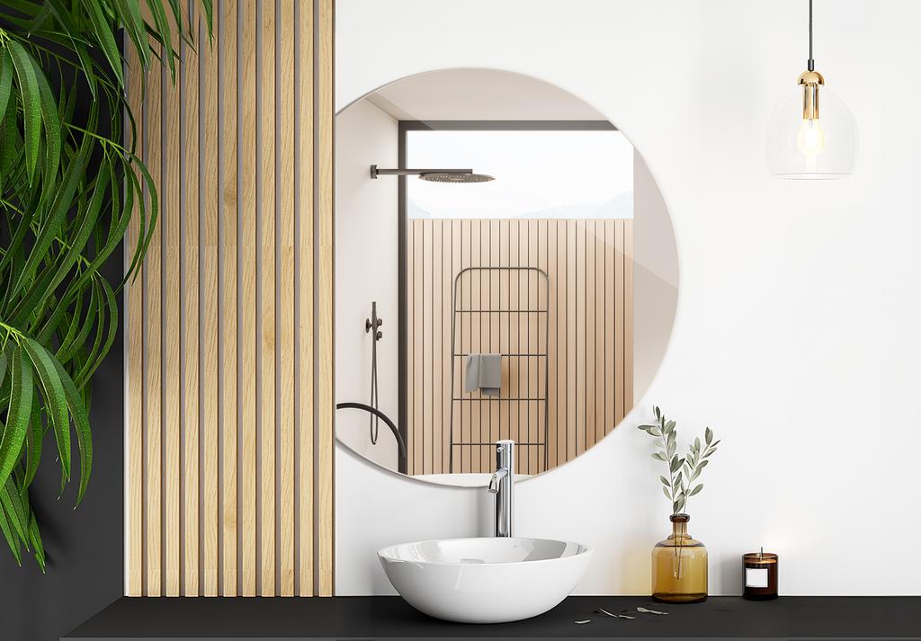 Lustro Okrągłe Ze Ściętym Boki Szlif Premium Do Salonu, Korytarza 90 Cm, Designerskie I Wysokiej Jakości