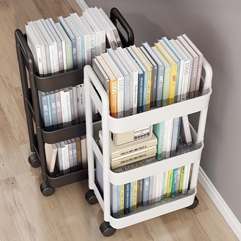 Versatile Multi-Tier Storage Cart - White Plastic, Perfect for Kitchen, Bathroom & Bedroom Organization