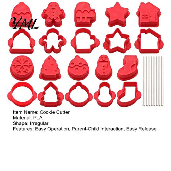 DIY Lollipop Cake Making Kit 10 Pairs Christmas Cookie Cutter Set, Biscuit Stamp Mold with Pop Sticks, Gingerbread Tree Man House Kit, Festive