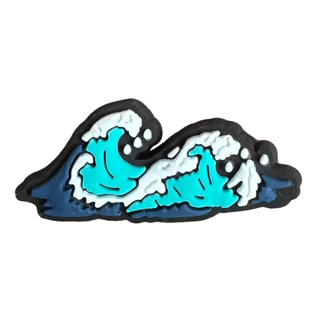 Cartoon Beach Wave Clog Shoes with Cute Floral Buckles and Soft Rubber Accessories