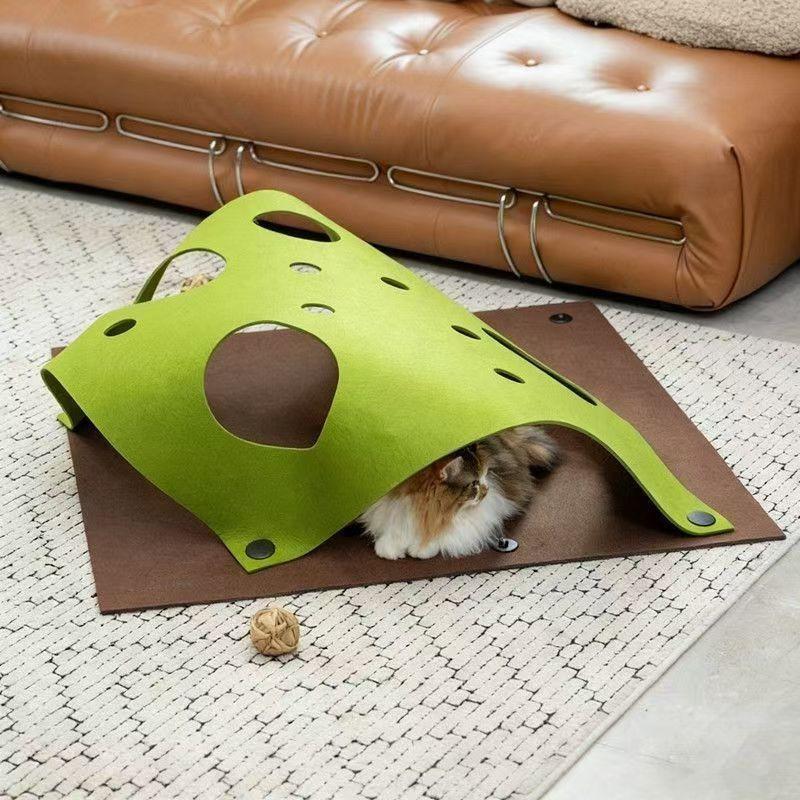 Katzen-Tunnel-Spielzeug aus dickem Filzmaterial Interaktives Kratzbrett Spielmatte für Wohnungskatzen