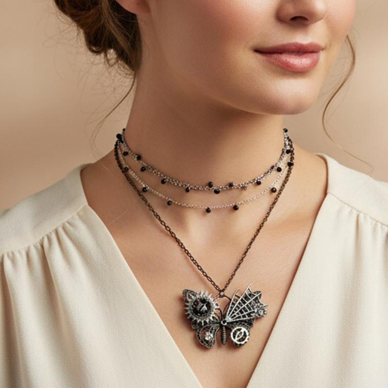 Mystical Mechanical Butterfly Pendant Necklace Gothic Design With Artisanal Distressing Perfect Gift For Alternative Style Lovers