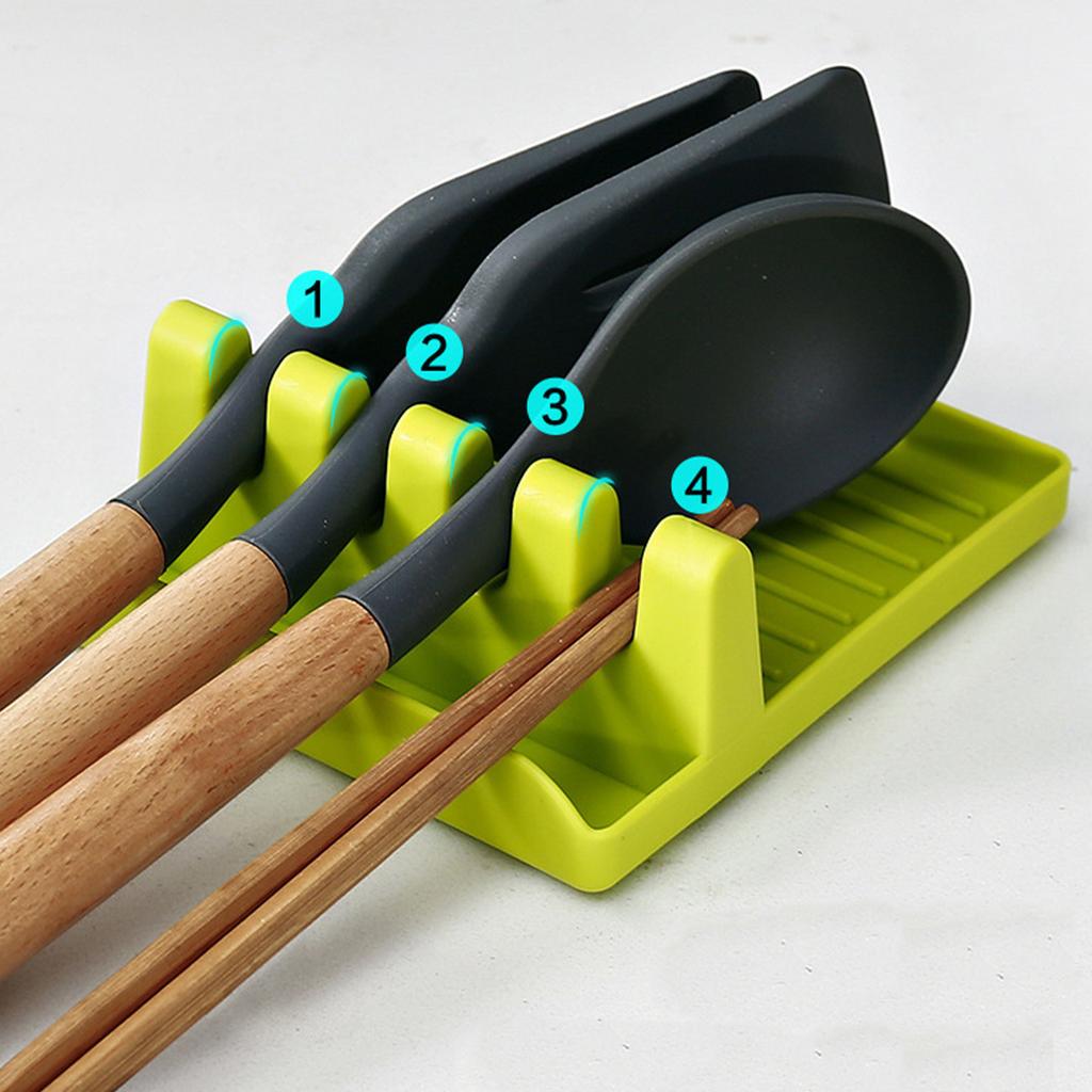 Utensil Spoon Rest Versatile Space Saving Spatula Ladle Pot Lid Holder Stand Rack for Kitchen Stove Top