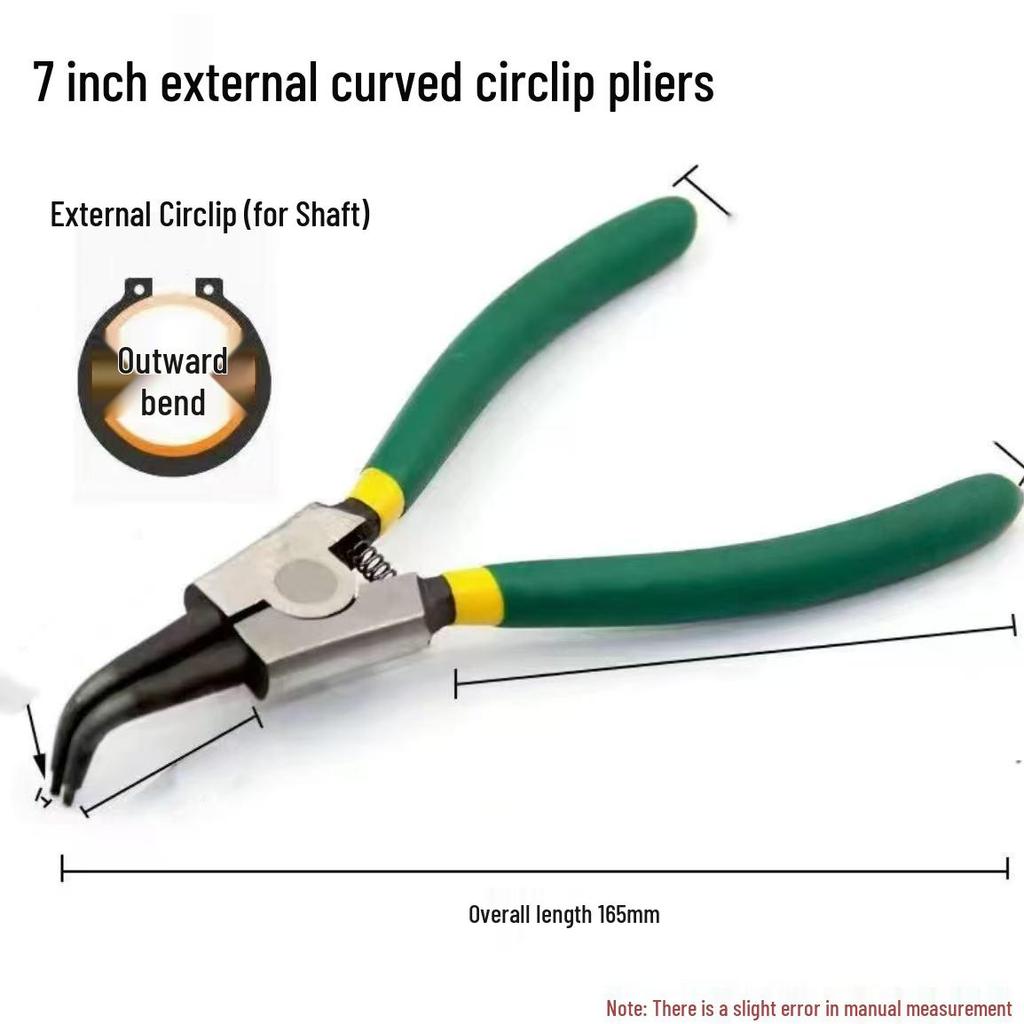 Dual-use Electrical Circlip Pliers Set: Inner and Outer, Multi-functional Retaining Ring, Pointed Tip, Outer Bend Pliers.