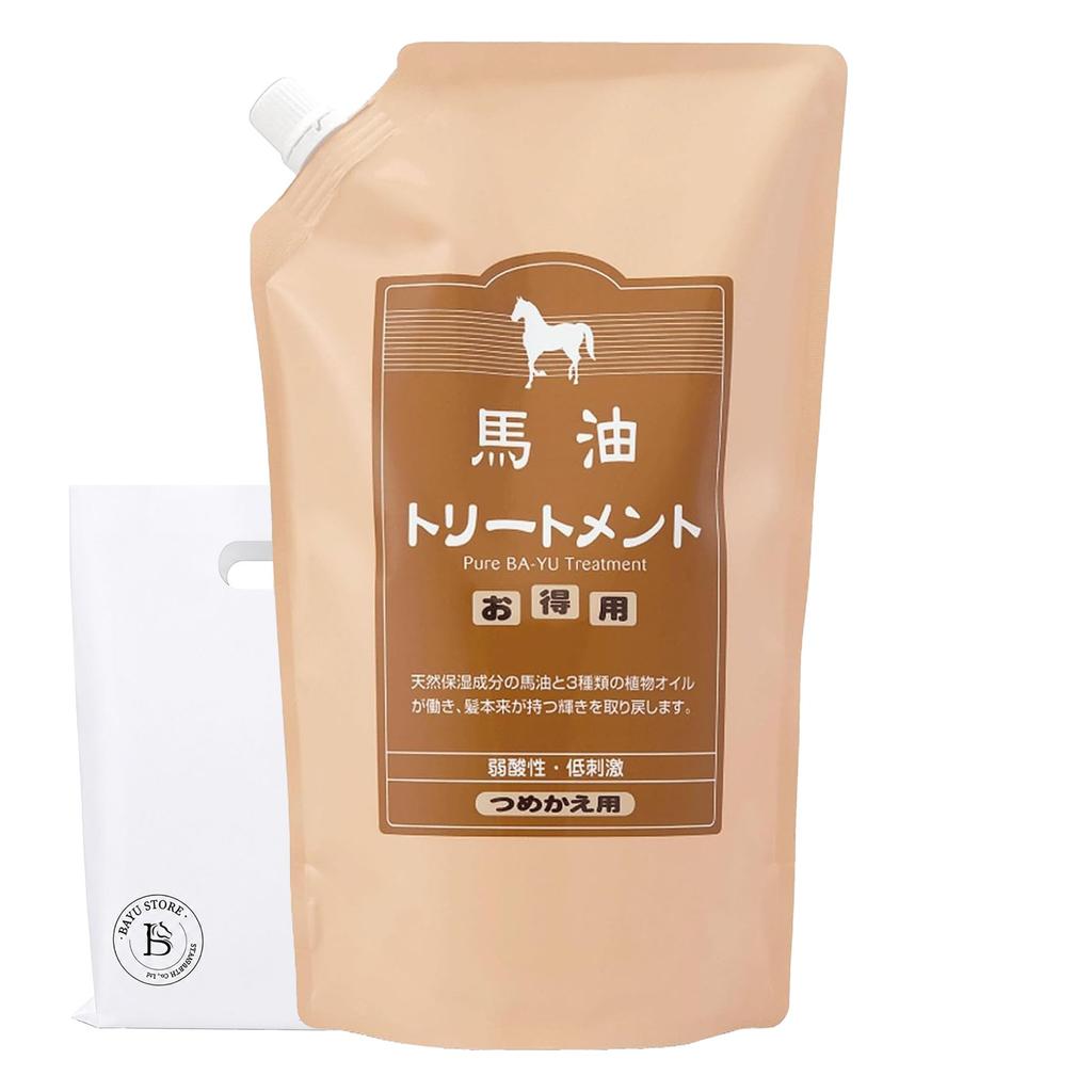 Azuma Shoji Horse Oil Treatment Refill 1000ml [Store Bag Included] Horse Oil Treatment for Moisturizing Hair - Tabibijin Bayu