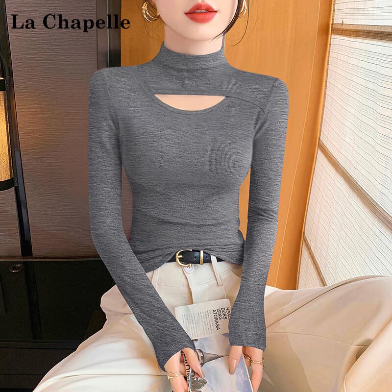 

La Chapelle Women s Ribbed Knit Cut-Out Mock Neck Top M