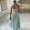 European and American Women's Clothing Summer New African Women's Clothing Elegant Temperament Wind Striped Tube Top High Waist Dress