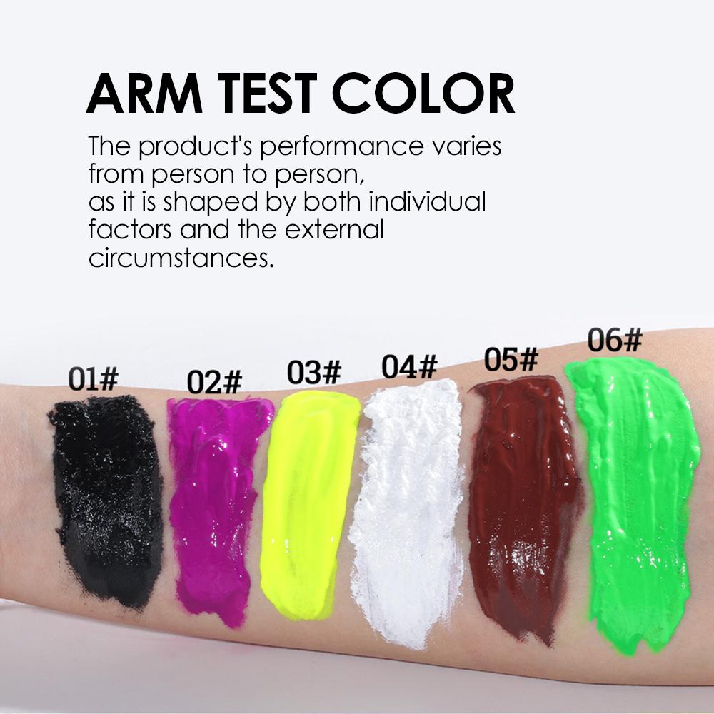 6er Halloween Gesichts- und Körpermalcreme Set, Leuchtendes Neon Fluoreszierendes Make-up, Langanhaltende Wasserdichte Kosmetik für Skelett Clown Cosplay Festival Rave