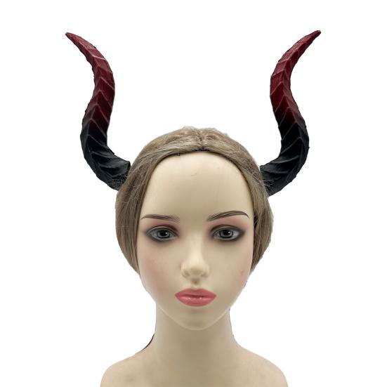 Gothic Devil Horn Headband Imitation Fake Bull Horns Hair Hoop Halloween Dress Up Hair Accessories for Halloween Cosplay Carnival